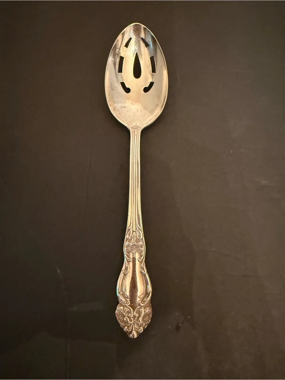 Reed & Barton Silver Pierced Serving Spoon with Ornate Handle